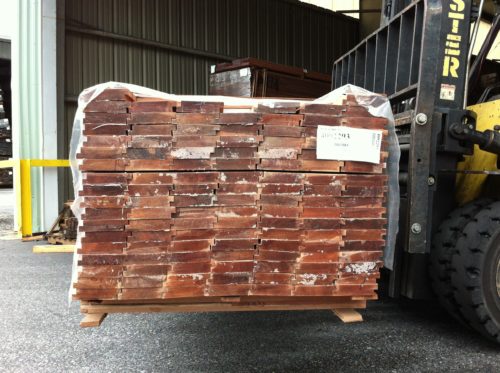 Bundle of Shiplap lumber for trailer flooring