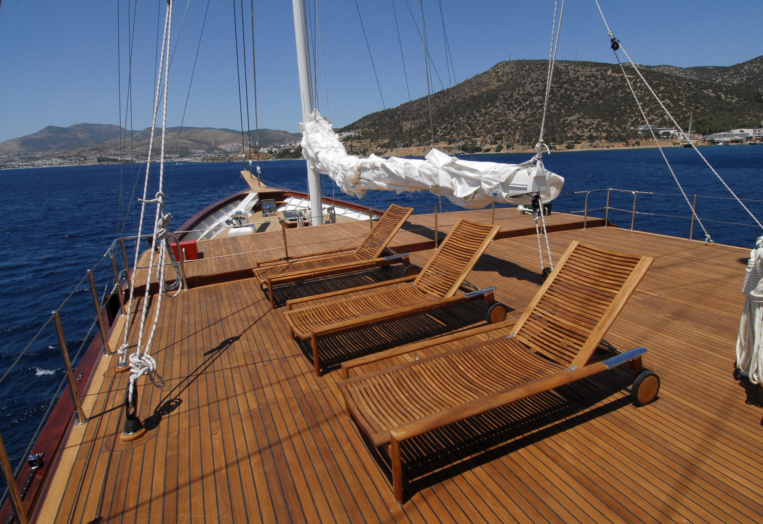 luxury yacht with teak deck